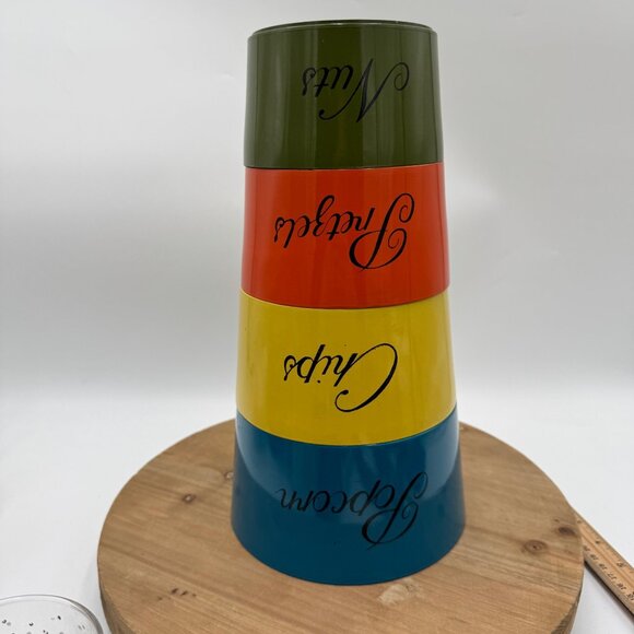 Set of 4 Vintage Nesting Snack Bowl by Nasco popcorn chips pretzels nuts melamin - Picture 3 of 16